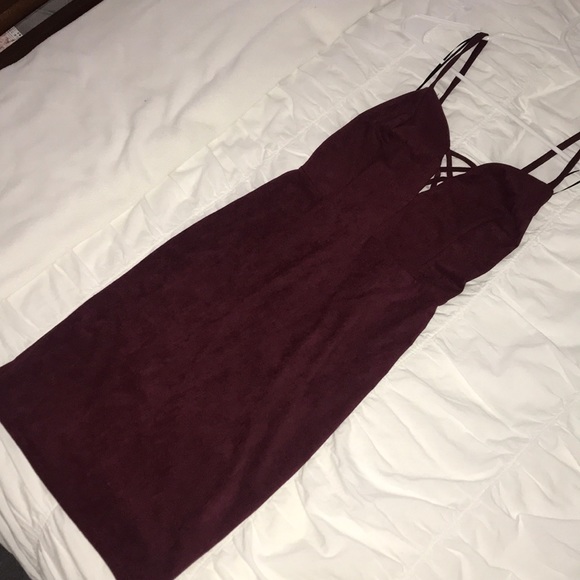 Gorgeous Burgundy, Suede Midi Dress - Picture 1 of 1